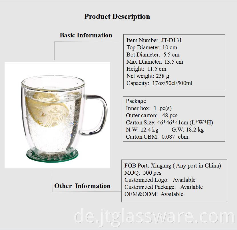 JT-D101 Glass Coffee Cup